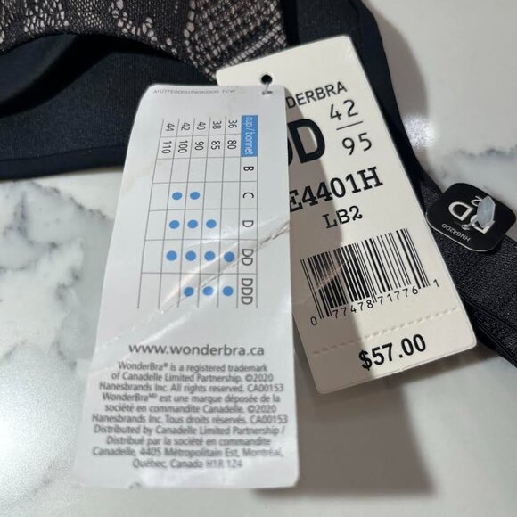 WonderBra Plus Lace Underwire Bra 4401H - Size 42DD (NWT) - Picture 5 of 8